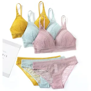 Senza Ferretto delle donne Spinge Verso L'alto del Triangolo Tazza di Biancheria Intima di Pizzo Sottile Reggiseno di Pizzo Set per la Giovane Signora