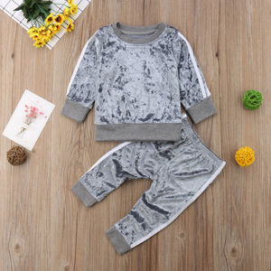 De moda multicolor niñas ropa de niños conjunto de ropa de manga larga tops + Pantalones bebé niño Otoño de <span class=keywords><strong>terciopelo</strong></span> trajes - Product Image 2