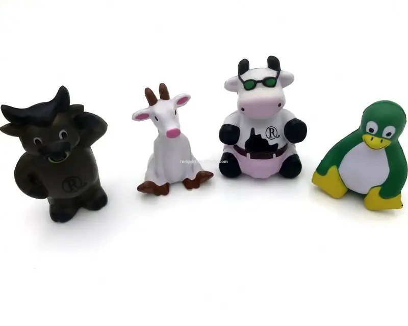 Personalizzato a buon mercato pu animale di alta qualità Anti-stress palla PU antistress giocattolo pu pinguino mucca toro pecore spremere giocattoli