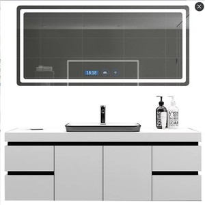 Tocador iluminado de lujo espejo de maquillaje dormitorio tocador de baño con música Altavoz Bluetooth, tocador de espejo de baño - Product Image 2