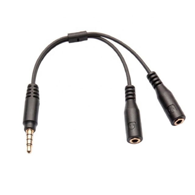 3.5mm Male to Female Headset Splitter Adapter Two Separate Headphone/Microphone Plugs Cable