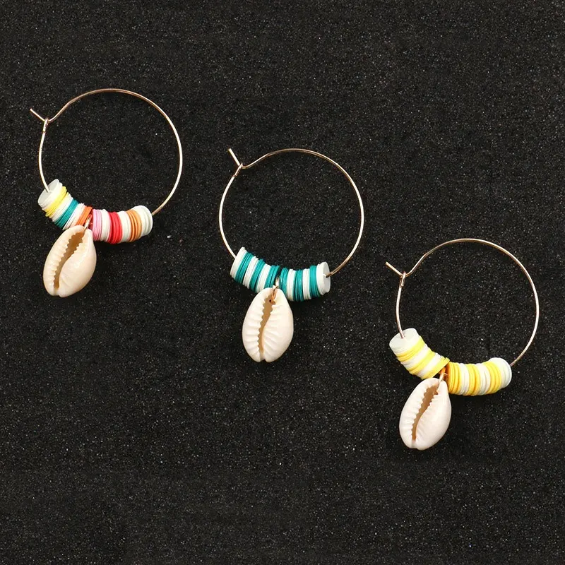 New Coming Pink Shell Earring Seashell Hoop Earrings For Summer Holiday Jewelry