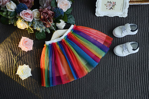 Vestido de los niños tienda de gato de dibujos animados globo manga corta Arco Iris medio-longitud - Product Image 5