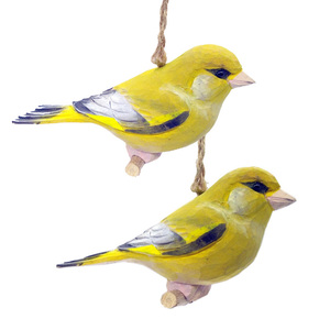 Venta al por mayor, mano tallada, de madera aves decoración greenfinch de pájaro de madera - Product Image 1