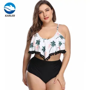 Tankini ชุดว่ายน้ำเอวสูงสำหรับผู้หญิง,ชุดว่ายน้ำบอดี้สูทสั้นขนาดใหญ่พิเศษเซ็กซี่