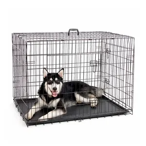 En gros Pas Cher Grande Taille En Métal de Fer Cage D'exposition de Chien Avec Plateau Et Serrure À Vendre