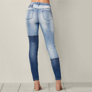 Agujero de la mujer <span class=keywords><strong>pantalones</strong></span> vaqueros de mezclilla <span class=keywords><strong>Pantalones</strong></span> azul <span class=keywords><strong>pantalones</strong></span> casuales parche Denim Jeans - Product Image 2