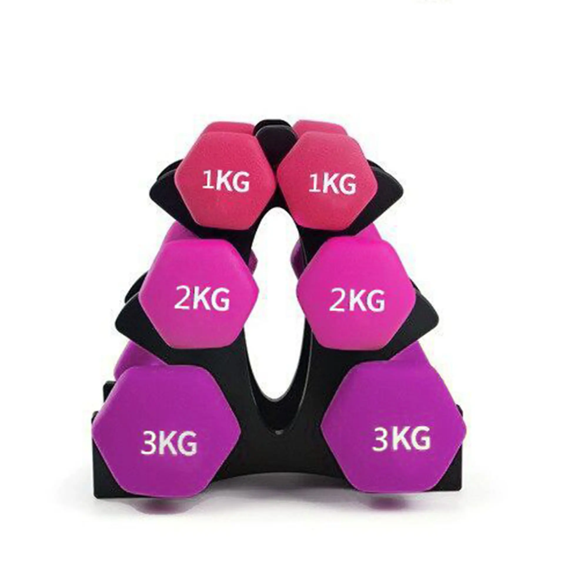 High Quality Colorful Hex Neoprene Rubber PVC Coated Eco-Friendly Dumbbells for Women Use