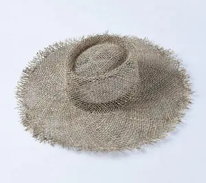 Sombrero de paja Natural de algas marinas, Sombrero de jugador hecho a mano, Sombrero mejicano