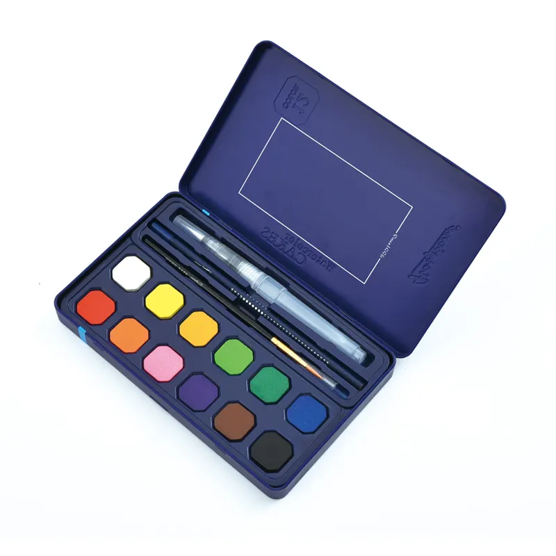 무료 샘플 Giorgione G-900-12 색 수채화 솔리드 워터 컬러 페인트 세트 주석 상자 무료 선물