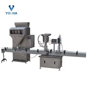 Hoge Efficiëntie Vibratie Vier Weighers Automatische Snoep Vullen Capping Machine Voor Grote Productie