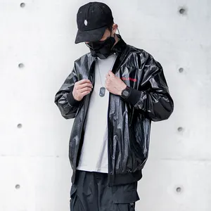 Fashion spring patent leather coats Killwinner loose multifunction sunscreen casual bomber jacket men