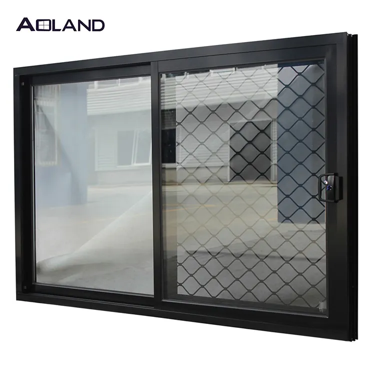 Portes en aluminium fenêtre en verre trempé fenêtre coulissante avec grillage