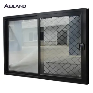 aluminum window doors window tempered glass sliding window with grill mesh