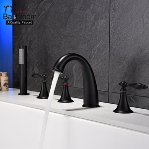 Salle de bains douche pièces noms 5 trous robinet de bain mat noir robinet de baignoire - Product Image 3