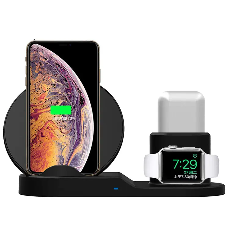 New Design Fast QI Wireless charging stand 3 in 1 wireless charger station 10W for Apple Watch and Phone