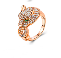 Bijoux en argent 925 à la mode Plaqué or 18 carats Zircon cubique Anneaux léopard pour femmes