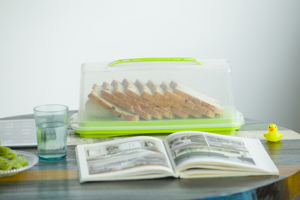 Boîte à pain en plastique sans BPA, transparente, de haute qualité, hermétique, de qualité alimentaire, <span class=keywords><strong>porte</strong></span>-gâteaux, avec couvercle et poignée - Product Image 3