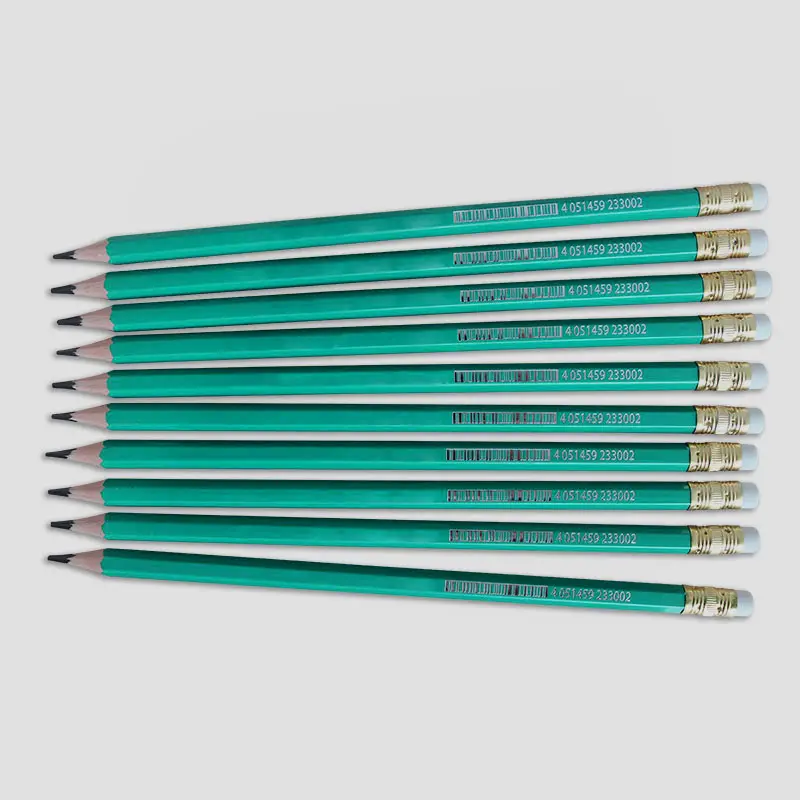 Taian Dratec Merk populaire goedkope prijs groene plastic potlood met goud ferrule aluminium gum end