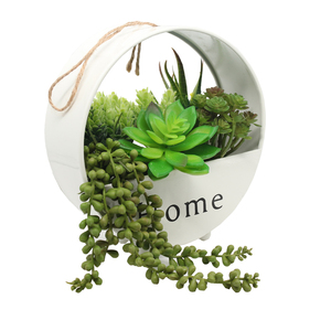 Succulente artificiale con vaso da parete in ferro artistico per decorazioni murali piante da fiore creative con vaso di metallo - Product Image 4