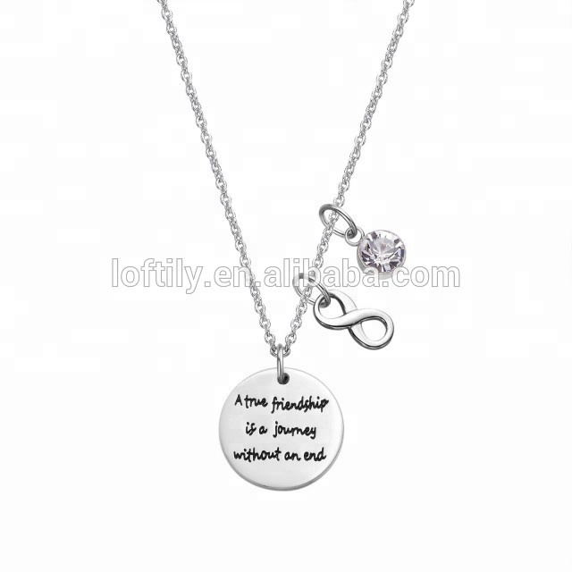 En gros En Acier Inoxydable Une Véritable Amitié Personnalisé Personnalisé Gravé Rond Charme Pendentif Bijoux Résultats 22mm