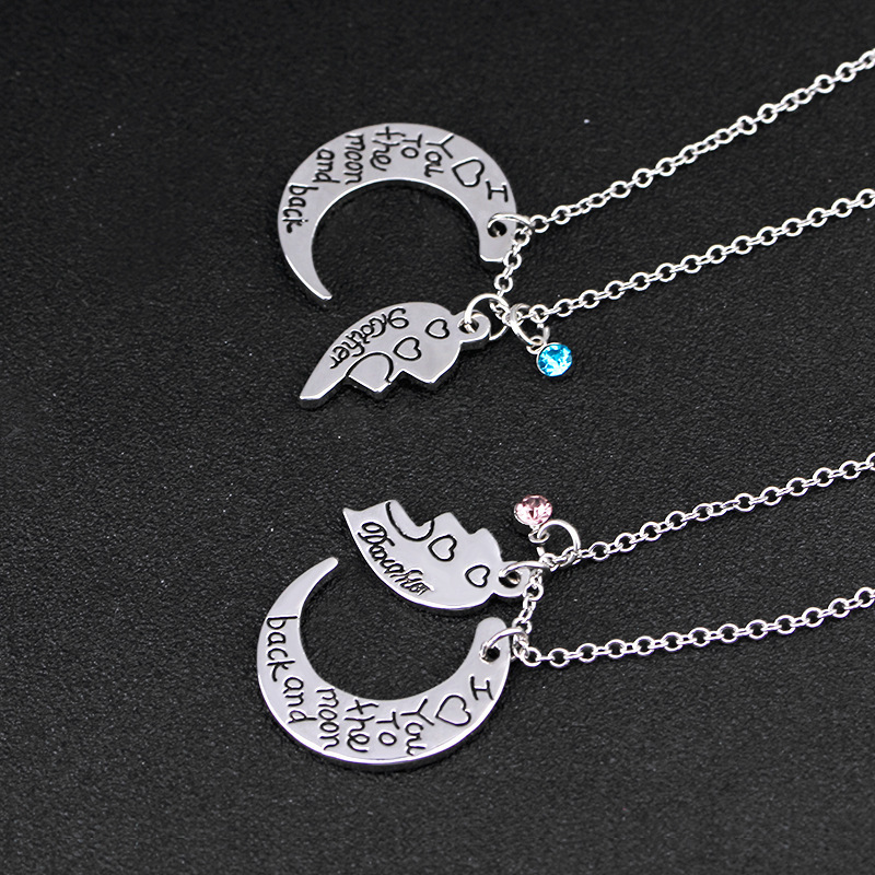 Mamá Te Amo a La Luna y Atrás Madre Hija rompecabezas pareja Collares Colgante para el día de la madre especial