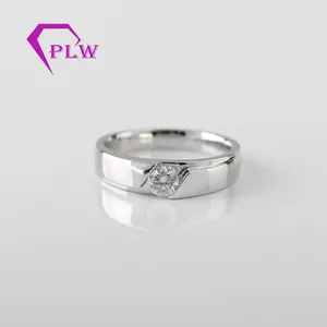 Simple Design Classic Style Ring For Men Small Moissanite Diamond Band Finger Ring Jewelry in White Gold