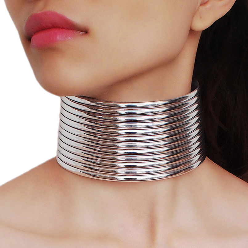Collier ras du cou rigide argent