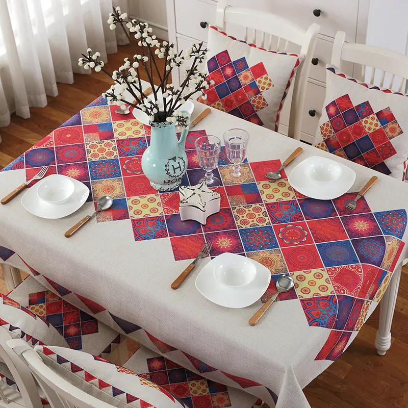 미국식 정원 호텔 테이블 피복 체크 식탁보 직사각형 간단한 테이블 피복