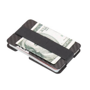 De fibra de carbono Slim cartera RFID bloqueo cartera titular de la <span class=keywords><strong>tarjeta</strong></span> con correa elástica fijo - Product Image 1