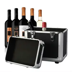 Coffret à vin personnalisé en PU et alliage d'aluminium pour le <span class=keywords><strong>transport</strong></span> en voiture, taille personnalisée et mousse pré-découpée, rangement et coffrets à outils - Product Image 1