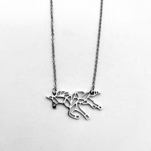 MECYLIFE collier animal mignon collier cheval géométrique en acier inoxydable bijoux <span class=keywords><strong>Origami</strong></span> licorne collier - Product Image 2