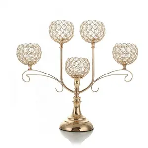 Bougeoirs en métal avec 5 bras, chandelier en cristal, porte-bougie pour fête de mariage, pièces centrales de Table pour décoration de maison, offre spéciale