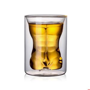 Parte superior <span class=keywords><strong>del</strong></span> cuerpo <span class=keywords><strong>del</strong></span> hombre doble pared de vidrio taza de <span class=keywords><strong>café</strong></span> té resistente al calor leche beber vidrio - Product Image 1