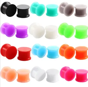 Juego de dilatadores de silicona para oreja, 12 pares, Kit de estiramiento, tapones para los oídos, Piercing para el cuerpo, joyería