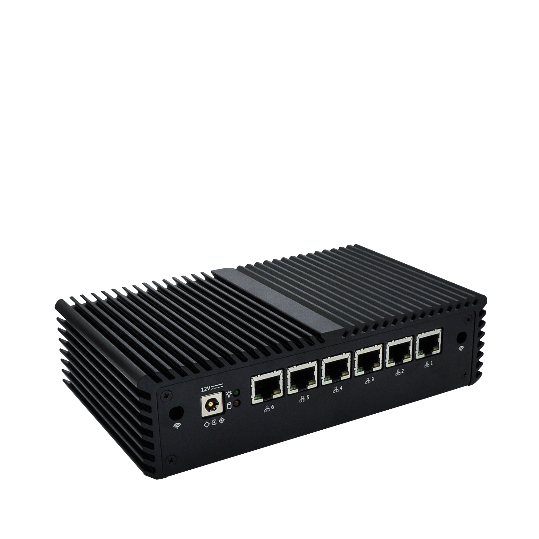 Industriel portatif 6 * Intel Rj-45 Ports Gigabit Lan Fanless Client Léger Linux Intel Mini PC Avec 4 * USB