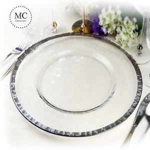 Al por mayor 13 pulgadas plata redondo vidrio llanta cena placa del cargador - Product Image 2