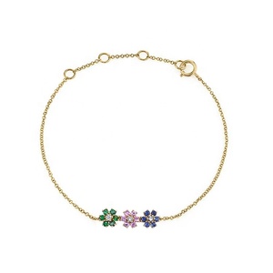 Daily Wear Sweet 925 Sterling Silver Gold Lucky <strong>Rainbow</strong> Flower Charm <strong>Bracelet</strong> for Women - Product Image 4