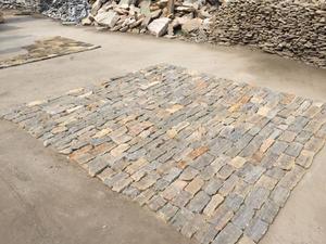 Tuile de toit rustique en <span class=keywords><strong>ardoise</strong></span> de pierre d'aménagement paysager jaune lâche pour le revêtement mural - Product Image 6