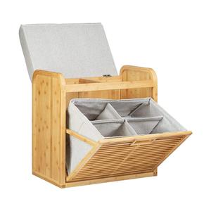 Bamboo Shoe Storage <strong>Bench</strong>, Comfy <strong>Padded</strong> <strong>Bench</strong>, 8-Pair Shoe Cabinet, HWD: 53 X 51 X 34 Cm, Natural - Product Image 3