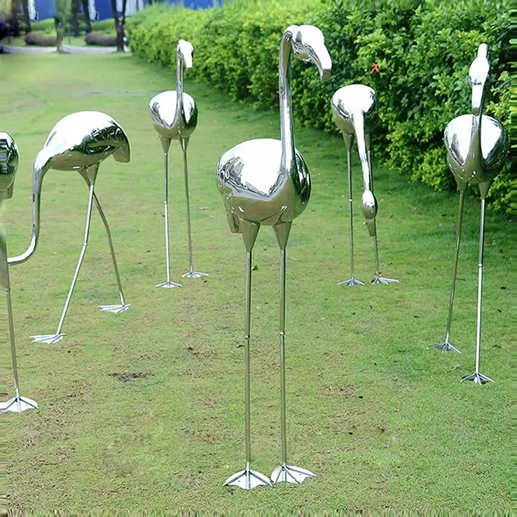 Decoración de jardín de acero inoxidable Crane escultura