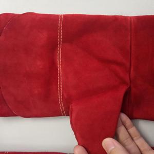 Venta caliente Tamaño 16 "Guantes de seguridad de soldadura rojos de doble Palma con forro completo de cuero dividido de vaca largo - Product Image 5