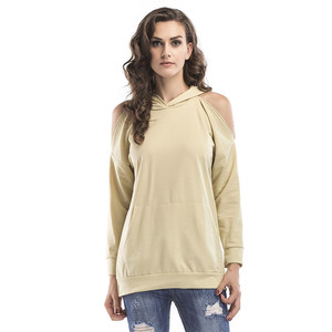 2019 di Autunno della Molla <span class=keywords><strong>Off</strong></span> Spalla Manica Lunga In Bianco T Shirt Con Cappuccio Felpa Con Cappuccio Per Le Donne - Product Image 1
