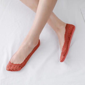 Youki kaus kaki karet silikon wanita, 10 warna anti-selip tanpa pertunjukkan renda rajut tipis dengan pola titik bernapas dan Logo pada manset - Product Image 5