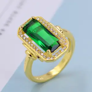 14K Gold Green Emerald Agate Rings Anillos De Turquoise Diamond Bague or Jaune Bizuteria Gemstone peridot Ring bijoux femme anel