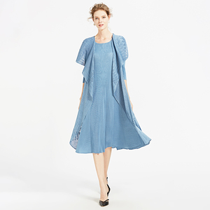 Pur populaire Bleu Clair <span class=keywords><strong>Belle</strong></span> Simple Femmes Lâche Robe Plissée - Product Image 1
