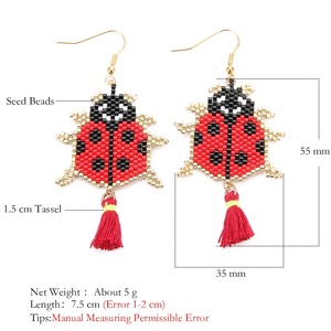 delica semillas de la semilla de escarabajo mariquita tejido conjunto de joyas pulseras pendientes acero inoxidable <span class=keywords><strong>joyeria</strong></span> - Product Image 2