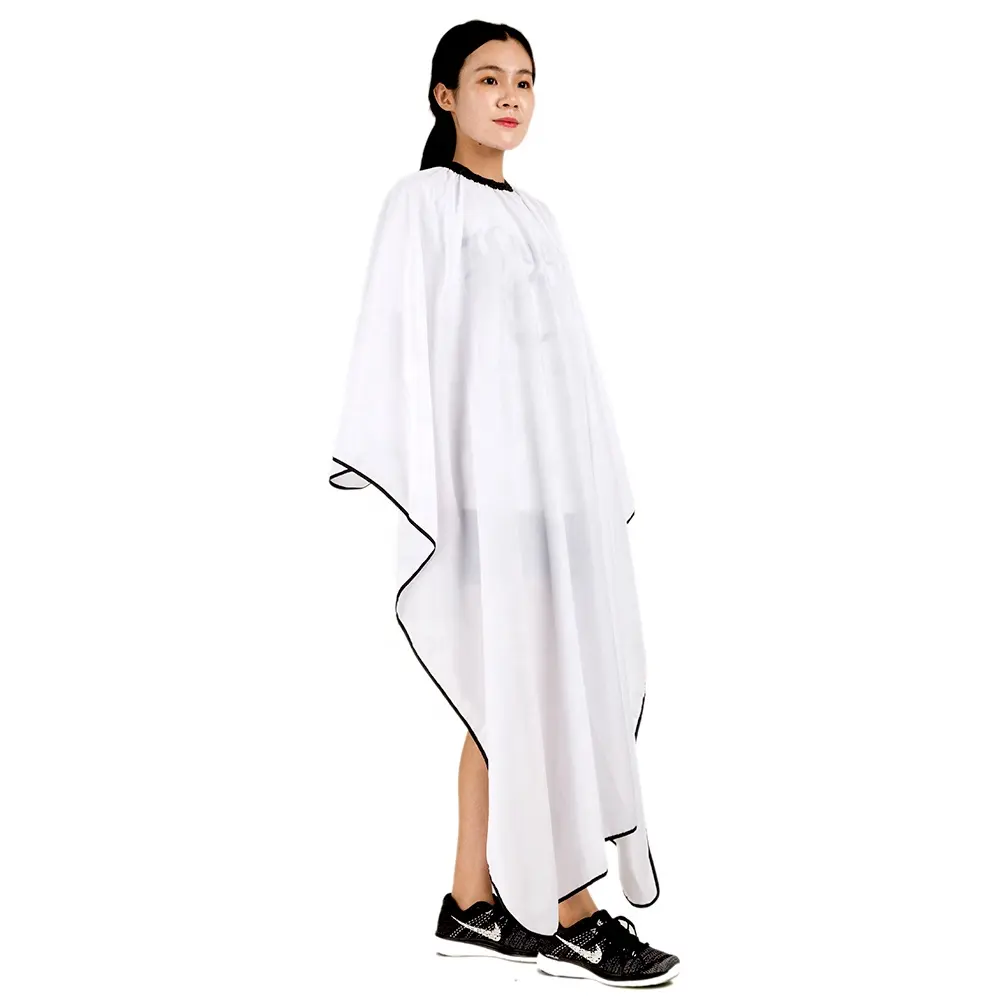 Custom Hair Salon Cape Polyester Fabric Hairdressing Gown Hair Cutting Cape White Color