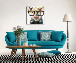 Amazon Hot-selling Cute Pig with Glasses Paintings Cuadro Abstracto Sobre Lienzo Pintado Arte Moderna Decoración por Hogar Salon - Product Image 4