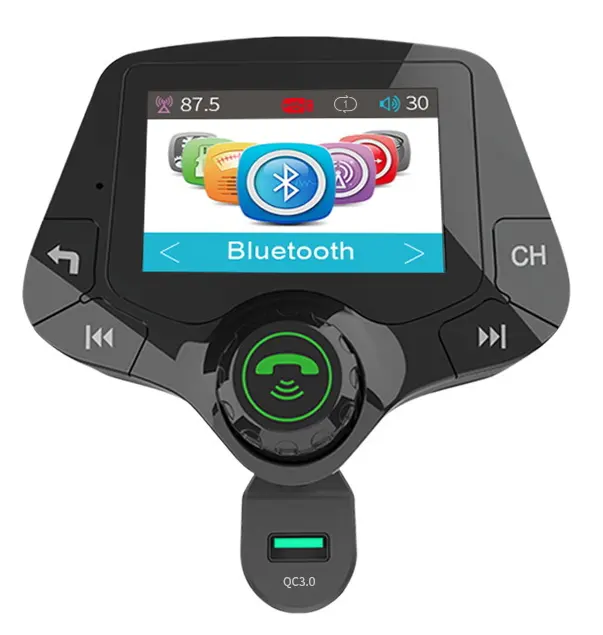 GXYKIT G24 2" color LCD screen handsfree car kit QC3.0 fast charger car mp3 player bluetooth fm transmitter